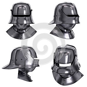 Set of Medieval Knight Sallet Helmet