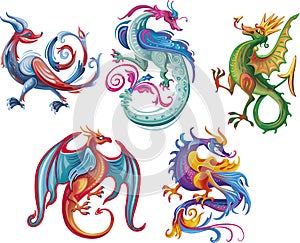 Set of medieval mythical creatures