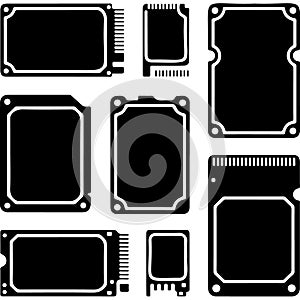 Collection of various computer memory chips icons