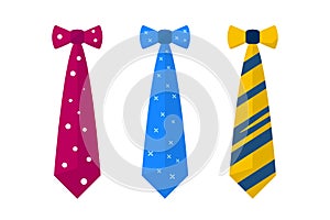 Set of men's bow ties in different colors with patterns
