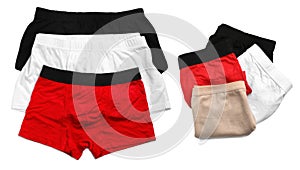 Set of men`s underwear on background