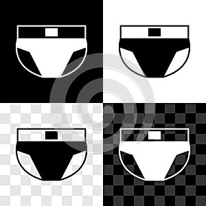 Set Men underpants icon isolated on black and white, transparent background. Man underwear. Vector