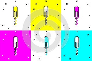 Set Menstruation and sanitary tampon icon isolated on color background. Feminine hygiene product. Vector Illustration
