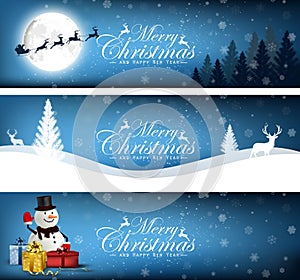 Set of Merry Christmas, banner design background