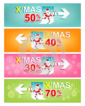Set of Merry Christmas and New Year Sale banner.Xmas Sign concept