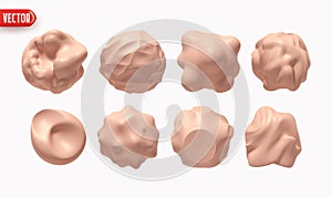 Set of Metaball shapes of objects realistic 3d design. Collection Meteorites asteroids comet Round ball spherical