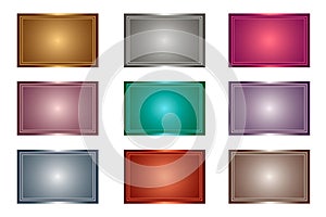 Set of metal backgrounds with frames. Vector illustration.