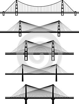 Set of metal cable suspension bridges