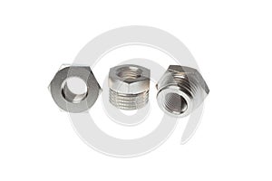 Set of metal nipple reducers. Inner and outer thread 1/4`