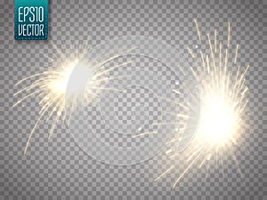 Set of metal welding with sparks or sparklers isolated