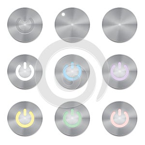 Set of metallic app icons. Power Button Vector