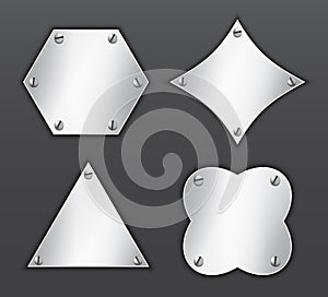 Set of metallic icons in different shapes