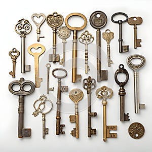 Keys isolated on white background photo