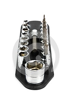 Set of metallic socket and bit set isolated