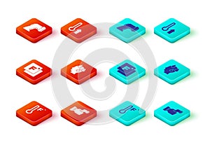 Set Meteorology thermometer, Checking body temperature, Fahrenheit, High human, and Digital icon. Vector