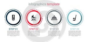 Set Meteorology thermometer, Skates, Winter hat and Ice hockey stick and puck. Business infographic template. Vector