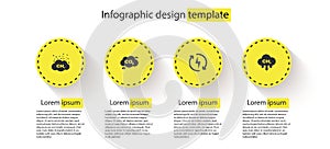 Set Methane emissions reduction, CO2 in cloud, Recharging and . Business infographic template. Vector