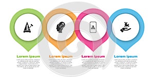 Set Metronome with pendulum, Addiction to the drug, Psychologist online and Solution problem. Business infographic