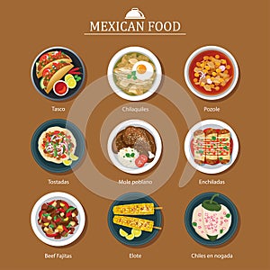 Set of mexican food flat design