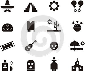 Set of Mexico related web icons