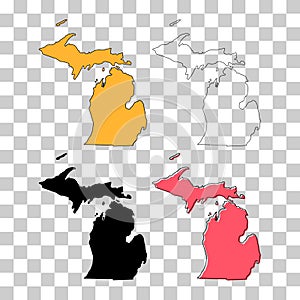 Set of Michigan map, united states of america. Flat concept icon vector illustration