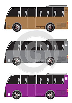 Set of Micro bus or Mini bus isolated in white background