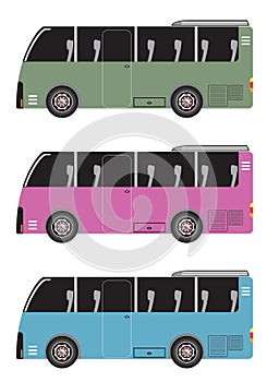 Set of Micro bus or Mini bus isolated in white background