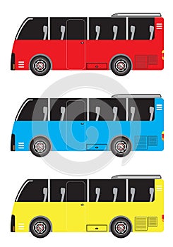Set of Micro bus or Mini bus isolated in white background