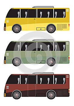 Set of Micro bus or Mini bus isolated in white background