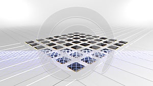 Set of microchips arranged on grid animation