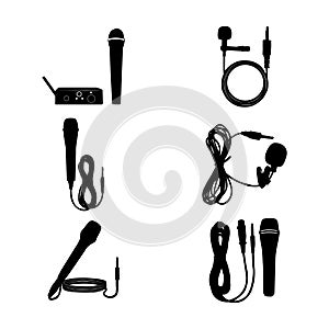 Set of Microphone black Silhouette Vector Art, Icons, and Graphics Vol 01