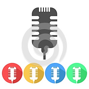 Set of microphone flat vector icon, stock vector