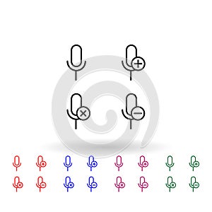 Set of microphone multi color icon. Simple thin line, outline vector of phone icons for ui and ux, website or mobile application