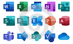 Set of Microsoft Office icons 2021