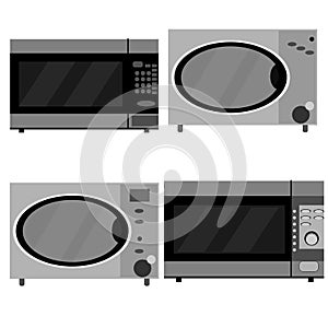 Set of microwave ovens isolated on the white background