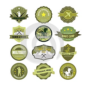 Set of military and armed forces badges