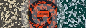 set of 3 military camo pattern background vector