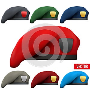 Set of Military colorful Berets Army Special
