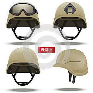 Set of Military tactical helmets desert color