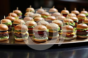 Set of mini burgers, buffet table