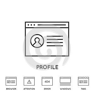 Set of Minimal Browser, Developing, App and Coding Vector Line Icons. Perfect Pixel. Thin Stroke