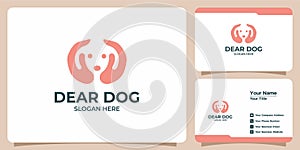 set of minimalist dog logos and business cards