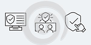 Cybersecurity and Data Protection Line Icons Set