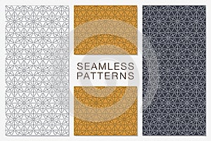 Set of Minimalist Seamless Vector Patterns. Hexagonal Tiles