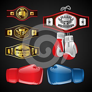 Set of MMA objects - modern vector realistic isolated clip art