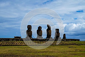 Moais in Hanga Roa, Easter Island, Chile photo