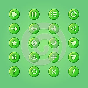 Set of mobile bright green vector elements for UI Game Design