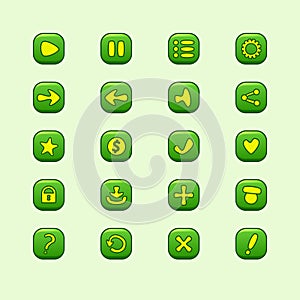 Set of mobile green vector elements for UI Game Design