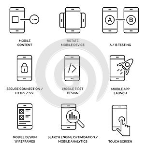 Set of Line / Outline Mobile Icons