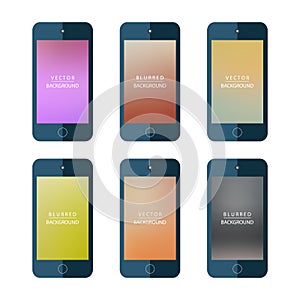 Set of Mobile Phones Blurred Backgrounds.